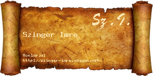 Szinger Imre névjegykártya